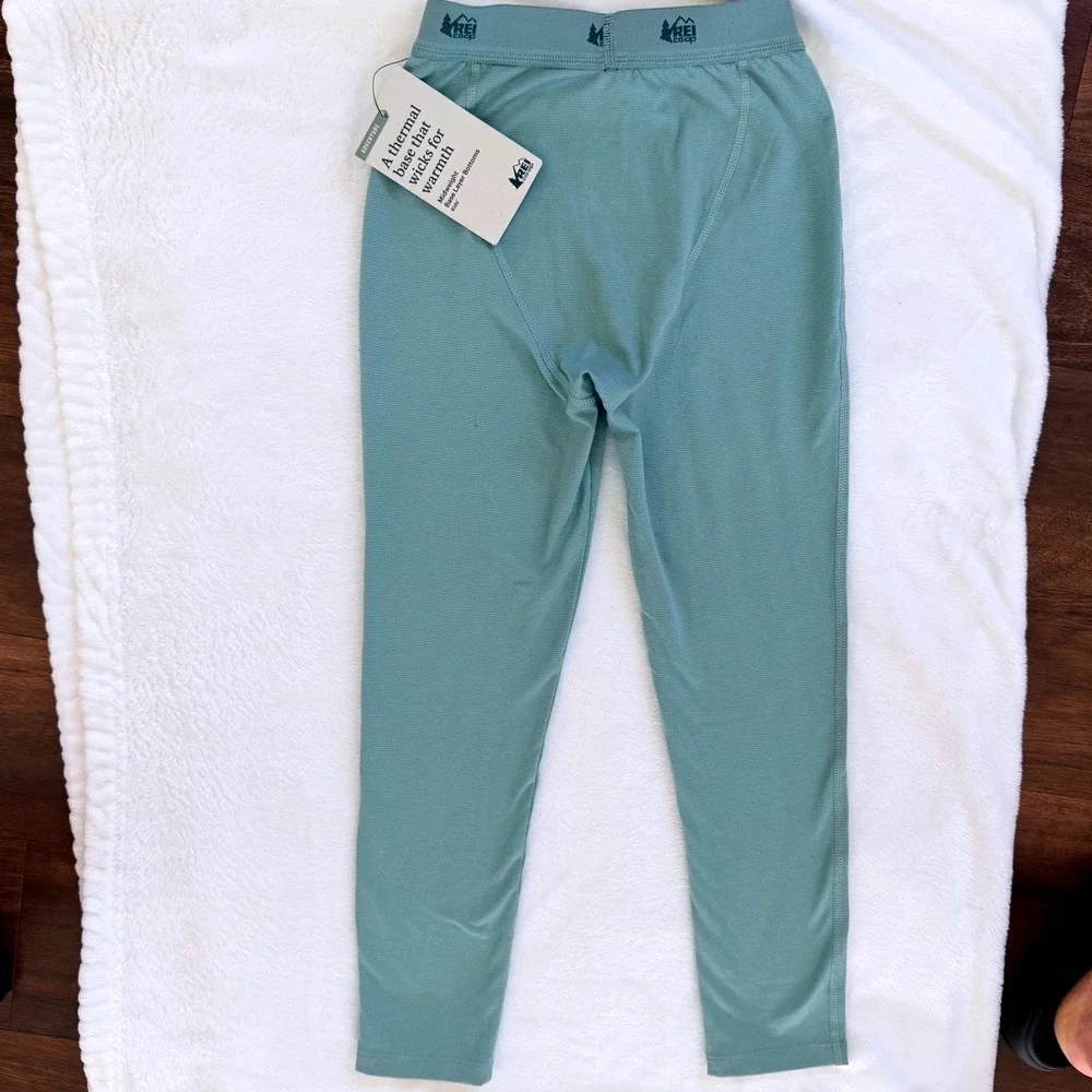 NWT REI Co-op Kids Midweight Base Layer Bottoms Thermal Tights XS 6-7 Sea Spray